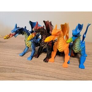 LOT of 4 Greenbrier Fire Breathing Dragon Figures Blue Red Orange Black